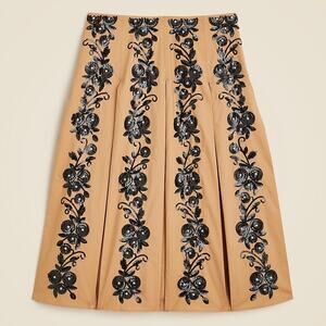 J.Crew Collection Embroidered Floral Sequin Pleated Midi Skirt Size Plus 20 New